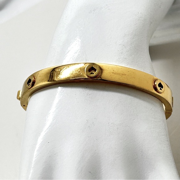 Kate Spade, Gold Hinged Bangle Bracelet With Tiny Cut Out Spades - Picture 7 of 7